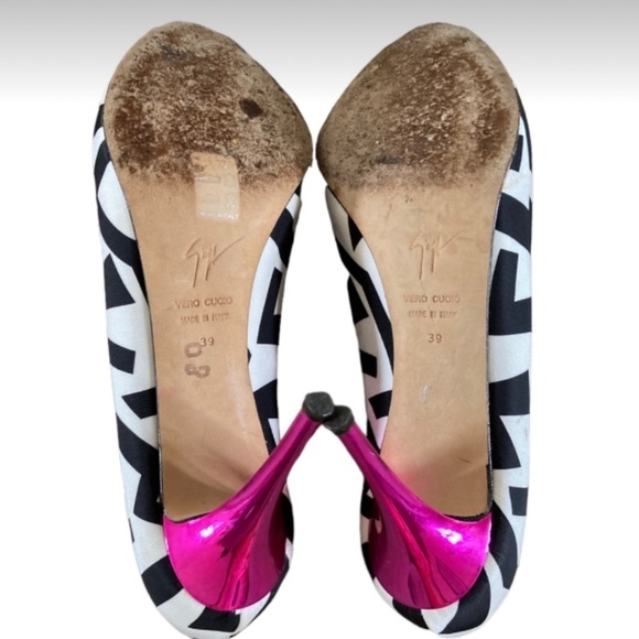 Giuseppe Zanotti Geometric 80s Inspired Retro Peep Toe Pumps Heels - Picture 7 of 10